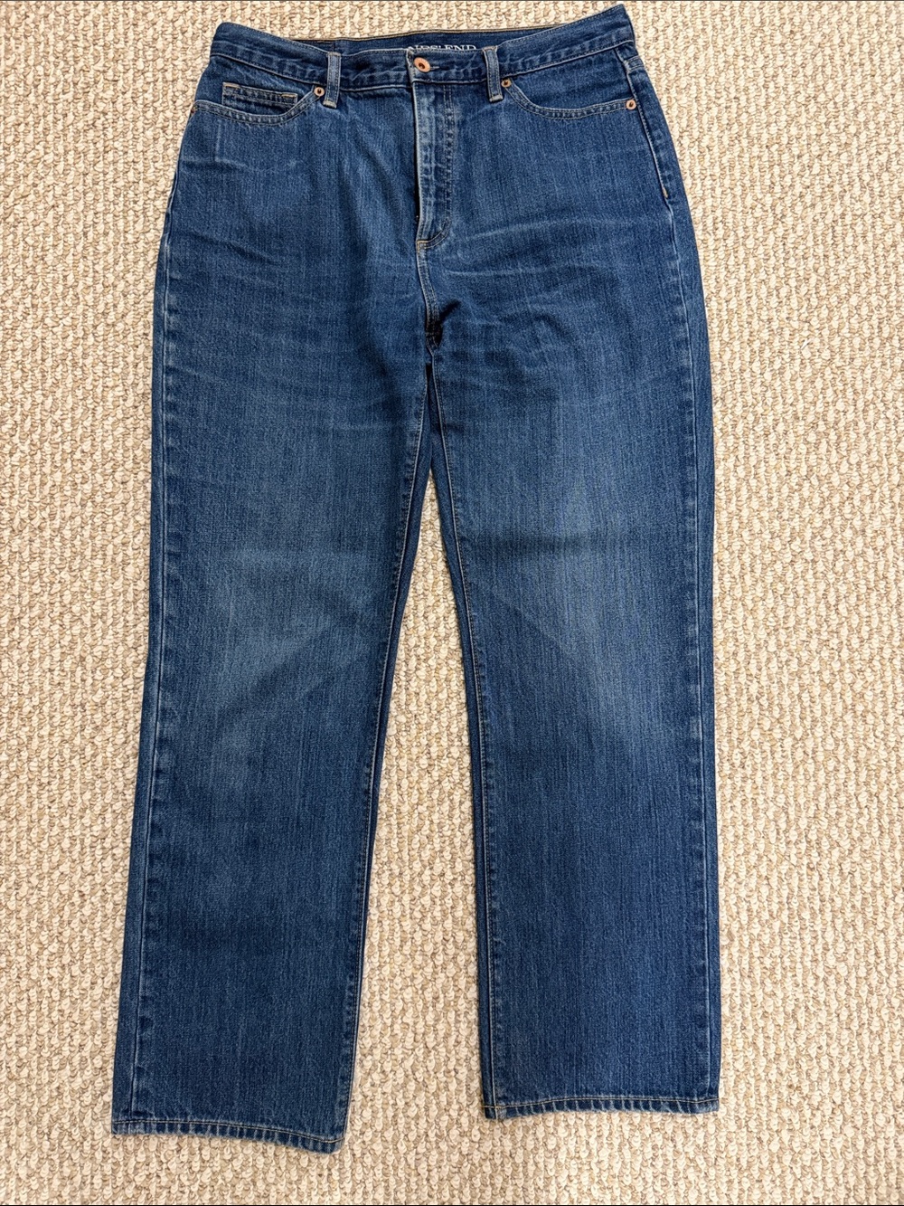 Lands' End Women's High Rise Straight Leg Jeans | Size 10 | Medium Wash Denim